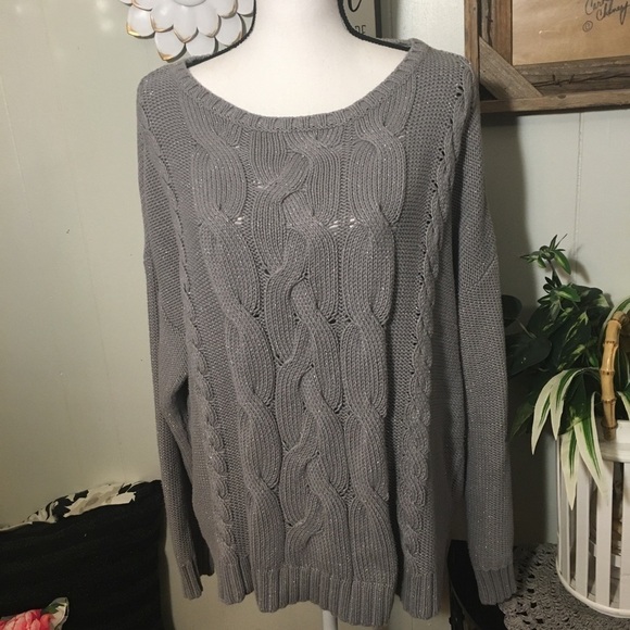 Liz Claiborne chunky grey sweater - Picture 1 of 4
